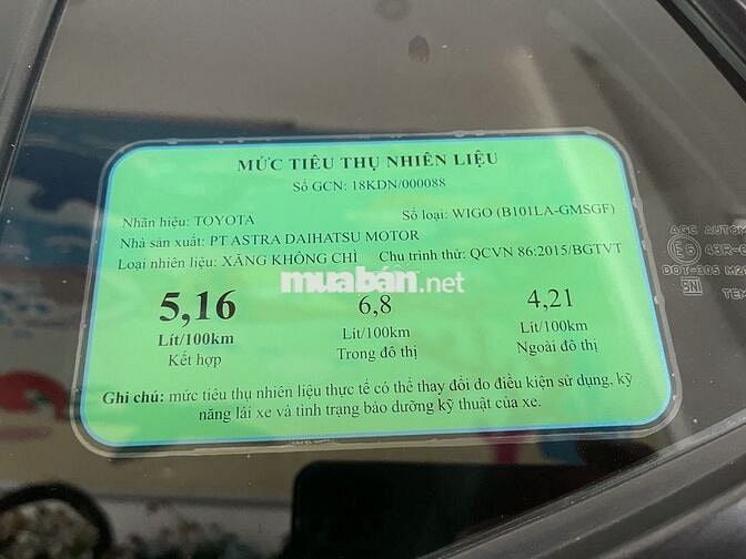 Toyota Wigo ĐK: 01/2019 Nhập Indonesia 1.2G MT 90%