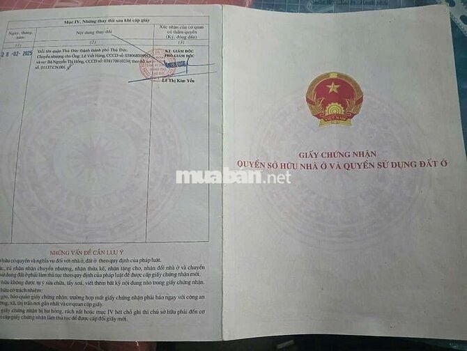 Bán nhà SHR ĐƯỜNG 52 HIỆP BÌNH THỦ ĐỨC CŨ