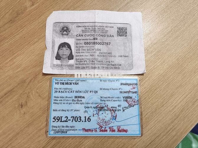 Honda vision 2018 biển TP cccd chủ bao tranh chấp