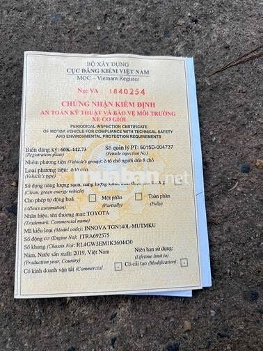 Toyota Innova 2019 2.0G - 86000 km