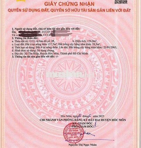 3 lô đất liền kề 5 x 36 (176m2)  Mặt tiền đường Tân Hiệp 32