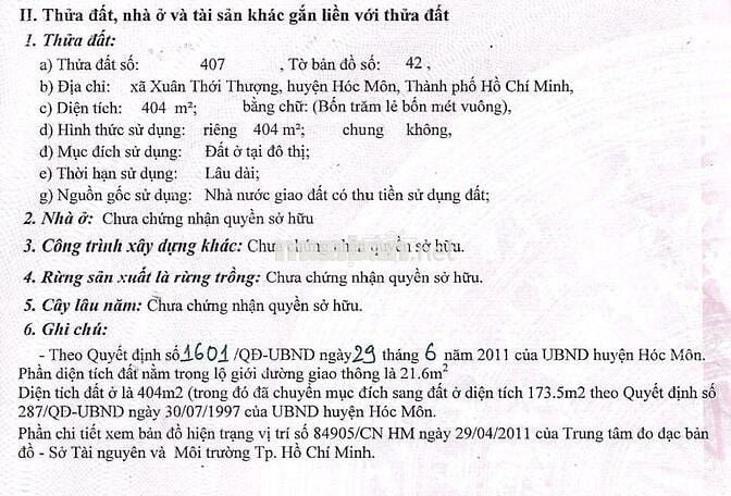 BÁN ĐẤT MẶT TIỀN XXT30, HÓC MÔN, 10X40 THỔ CƯ 100%