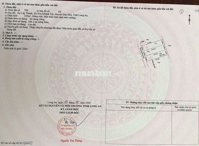 Bán đất sát QlN2 105m2 thổ cư giá 1 tỷ 050tr