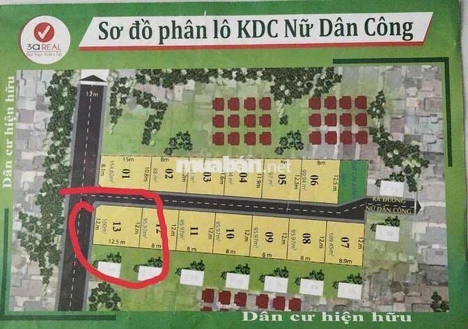 Bán đất 2 mặt tiền (12x13m)Đẹp, xây Biệt thự hoặc Kho Studio cho thuê