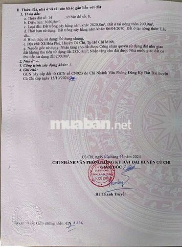 BÁN ĐẤT ĐẸP – MẶT TIỀN ĐƯỜNG SÔNG LU 2, BÌNH MỸ (HOÀ PHÚ) CỦ CHI