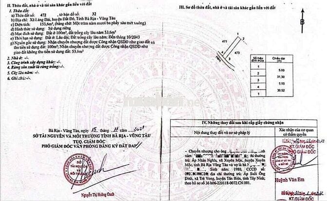 Ngân hàng thanh lý đất thổ cư, Đường xe hơi tại Láng Dài, BRVT