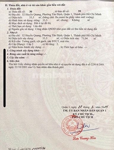 Bán nhà tại 32 Huyền Quang, Phường Tân Định, Quận 1, HCM