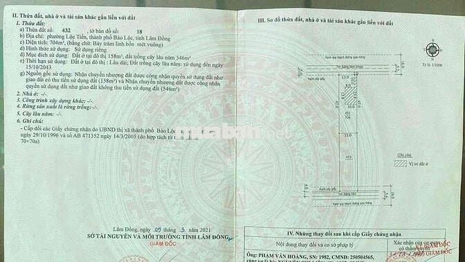 Đất Bảo Lộc 704m2 - 15mx47m - Thổ cư 158m đường nhựa lớn 2 oto né nhau