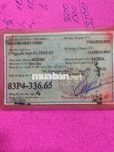 Suzuki Satria 2020 Zin 83P4-336.65