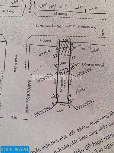 BÁN NHÀ MẶT TIỀN : 491 NGUYỄN ẢNH THỦ- P. HIỆP THÀNH - Q. 12 - TPHCM.