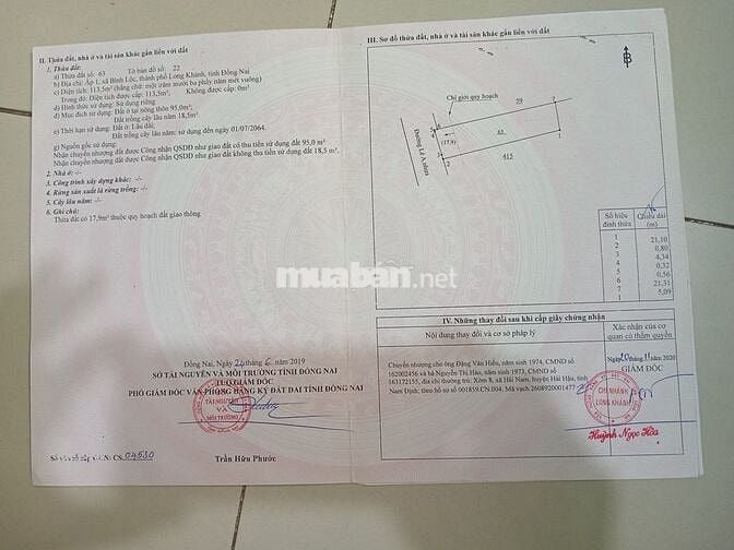 Chính chủ cần bán mảnh đất thổ cư