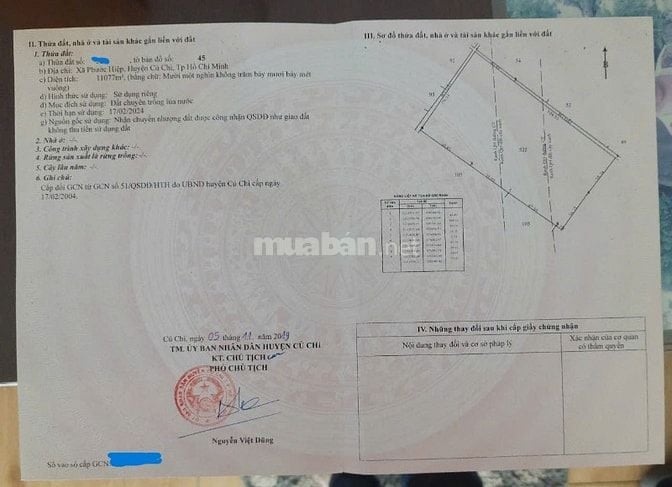 Nhượng đấtấp Mũi Côn Tiểu, xã Phước Hiệp, Củ Chi nay là xã Tân An Hội