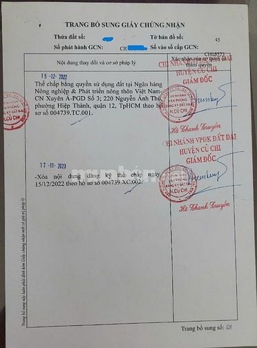 Nhượng đấtấp Mũi Côn Tiểu, xã Phước Hiệp, Củ Chi nay là xã Tân An Hội