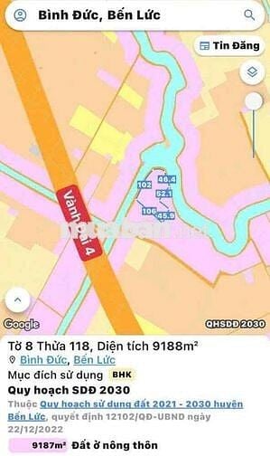 Đất vườn view kênh ở Bình Đức bến lức Long An