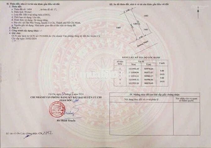 Bán lô đất 100m2 đất, giá 1 tỷ 2, đường Tỉnh Lộ 2, Tân Phú Trung, SHR