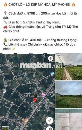*** CẦN TIỀN BÁN GẤP ĐẤT MỸ HOÀ- MỸ PHONG