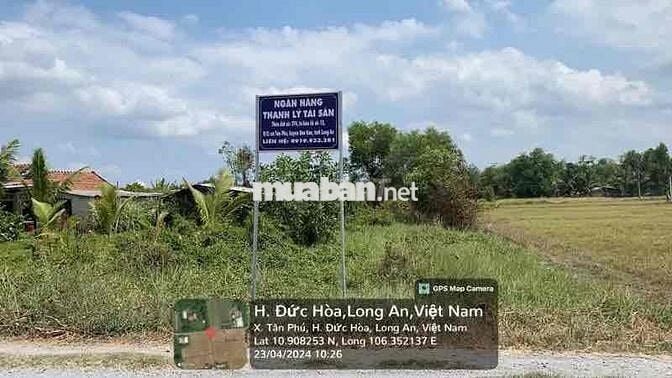 Ngân hàng Thanh Lý đất tại Tân Phú, Đức Hòa, Long An. DT: 875m2
