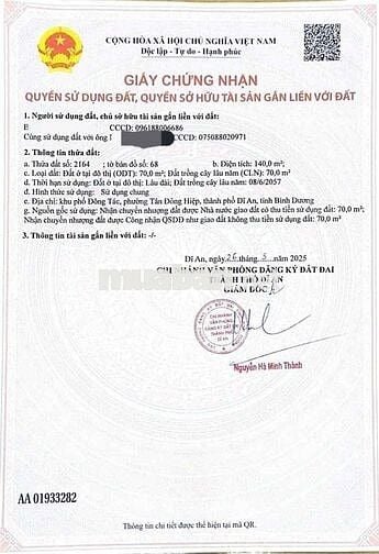 Đất Đẹp 140m Đường Thông Oto, Sát Chợ Dĩ An 500m