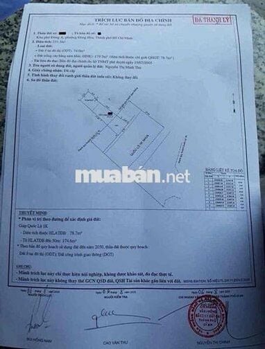 Đất mặt tiền Quốc Lộ 1 k, P Đông Hòa, TP Dĩ An.