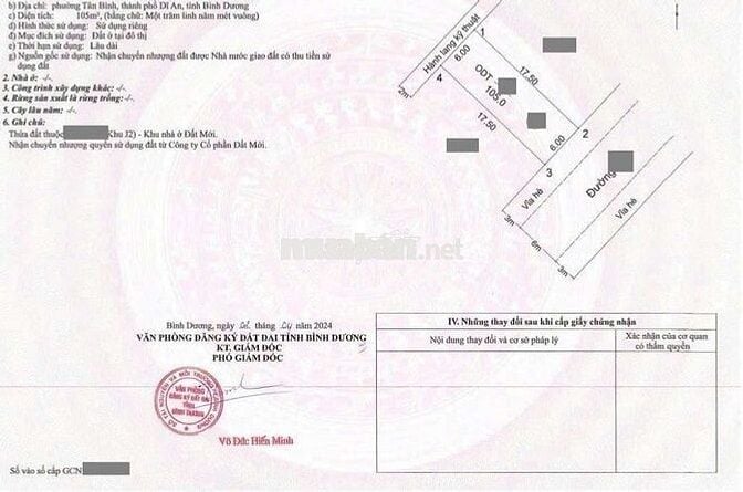 Đất khu dân cư  (ngang 6m) phường Tân Bình Tp Dĩ An