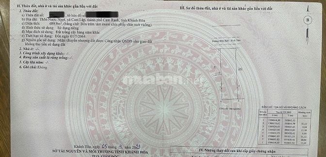 Kẹt tiền bán gấp 500m2 đất view trực diện Vịnh Cam Ranh sổ sẵn