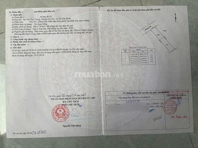  CẦN BÁN GẤP CĂN NHÀ Ở TÂN PHÚ TRUNG, CỦ CHI DT 143M2 GIÁ BAO NGỘP 870