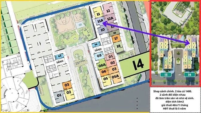 Bán và cho thuê căn shop mặt sảnh diện tích 54 m2