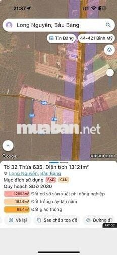 + Bán đất SKC long nguyên Bàu Bàng + DT: 13.121m2 (1,3ha ) + Có SKC 1,