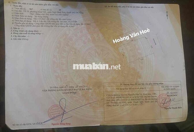 BÁN ĐẤT 2 MẶT TIỀN ĐƯỜNG HOÀNG VĂN HOÈ KHU NVA