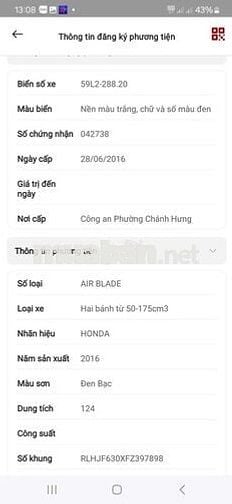 Air Blade Zin chính chủ BSTP