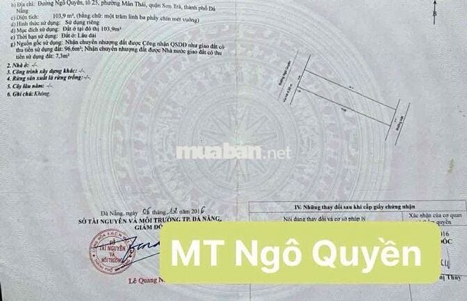 Tôi Bán Lô MT NGÔ QUYỀN _ SƠN TRÀ _ Giá SỤP HẦM