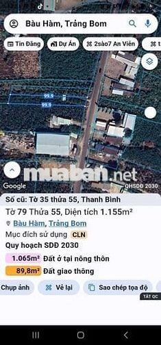 Chủ cần bán lô đất Mặt tiền Nguyễn Hoàng thanh bình thuộc xã Bàu Hàm