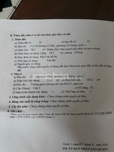 Bán nhà hẻm 171 Cô Bắc, Quận 1, TP.HCM