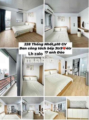 Studio full nội thất cửa sổ 3tr4-3tr5, ban công tách bếp 3tr9-4tr