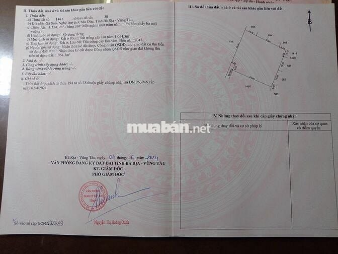 Kẹt tiền cần bán miếng đất sổ đỏ 1154,3 m2