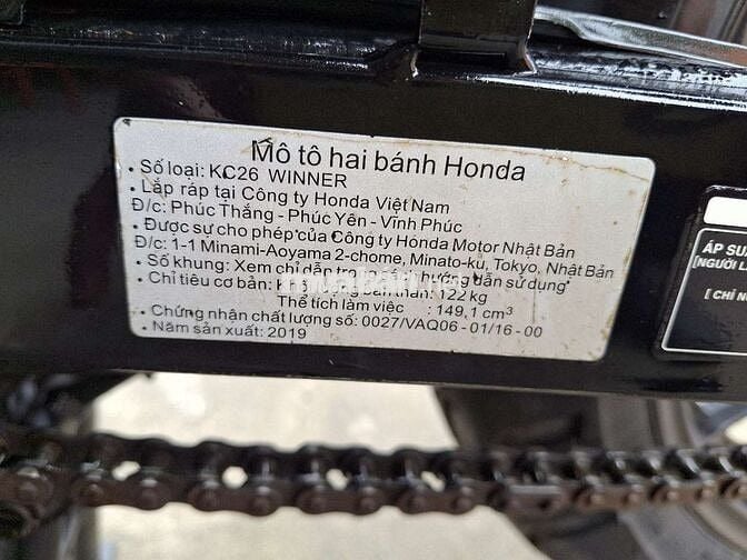 HONDA WINNER V1 ĐK 2019. BS 47. Cà vẹt đầy đủ