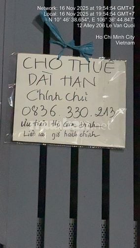 Cho thuê dài hạn nhà mặt tiền hẻm 6m