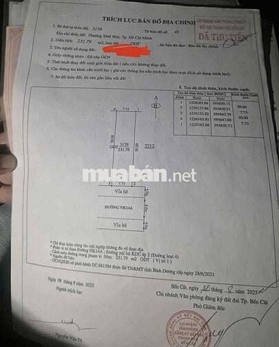 Bán đất Mỹ Phước 3, phường Thới Hòa Giá 2ty5xx – sổ riêng 8x30