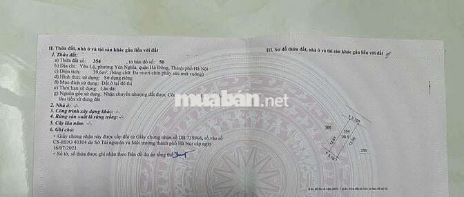chính chủ em cần bán lô đất 39,6m tổ11 yên nghĩa hà đông