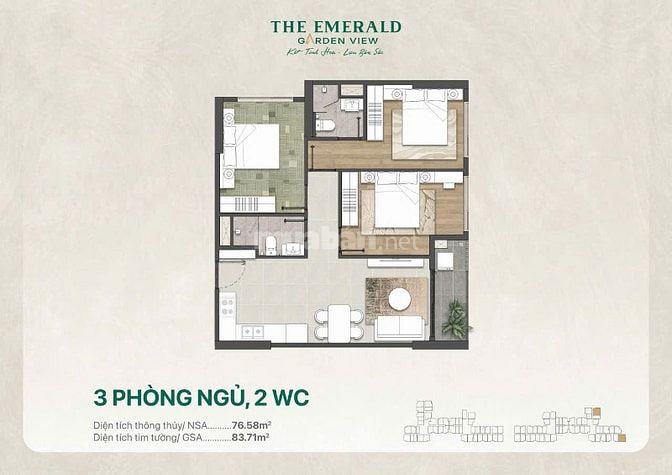 Căn hộ The Emerald Garden View giá dưới 35tr/m2