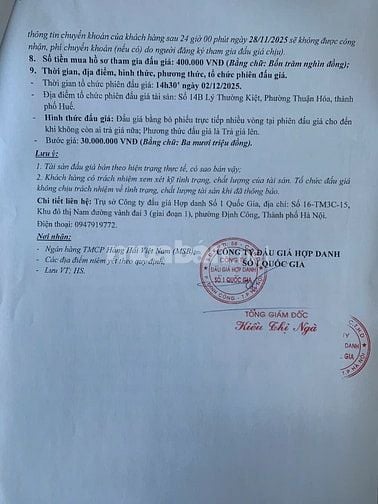 CÔNG TY ĐẤU GIÁ HỢP DANH SỐ 1 QUỐC GIA THÔNG BÁO BÁN ĐẤU GIÁ TÀI SẢN 