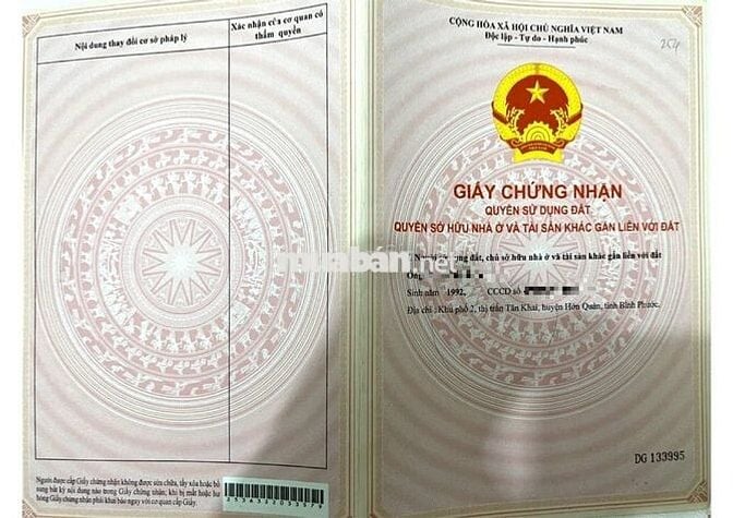 BÁN NHIỀU ĐẤT sổ đỏ HUYỆN HỚN QUẢN >200m2 từ 395tr