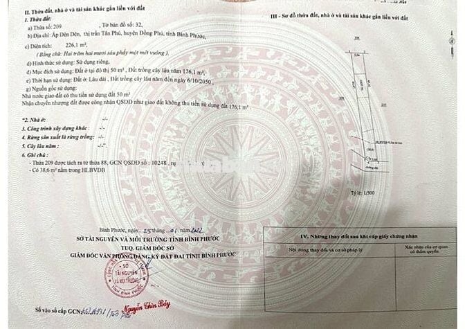 BÁN NHIỀU ĐẤT sổ đỏ HUYỆN HỚN QUẢN >200m2 từ 395tr