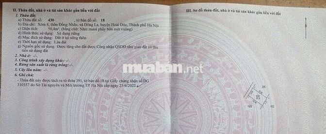 chính chủ bán 50m đất đồng nhân đông la giá rẻ