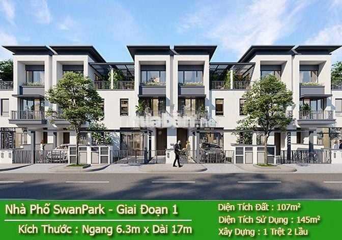 Nhà Phố 1 Trệt 2 Lầu 145m2  Dự Án SwanPark Đông Sài Gòn New City