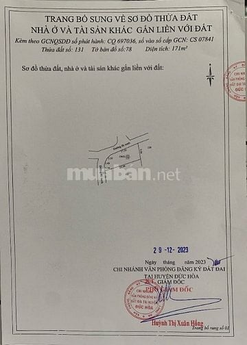 Bán nhà 171m2 đất ở toàn bộ, Đức Hoà Thượng, Đức Hoà, Long An. Căn góc