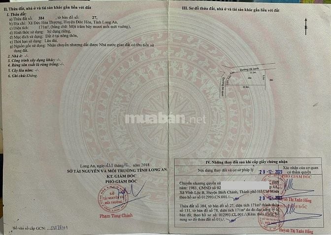 Bán nhà 171m2 đất ở toàn bộ, Đức Hoà Thượng, Đức Hoà, Long An. Căn góc