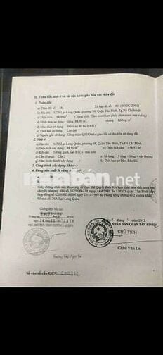 BÁN MT LẠC LONG QUÂN ( Sát Chợ Tân Bình)