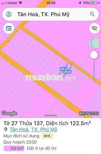 Chính chủ cần bán đất đường nhánh Trọng Tín, Tân Hòa, Phú Mỹ, 1.3T TL