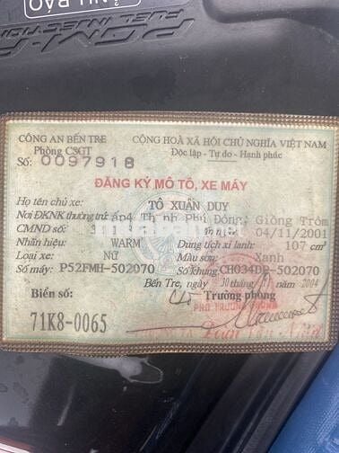 Xe wave trung quốc đời 2001...giấy rin